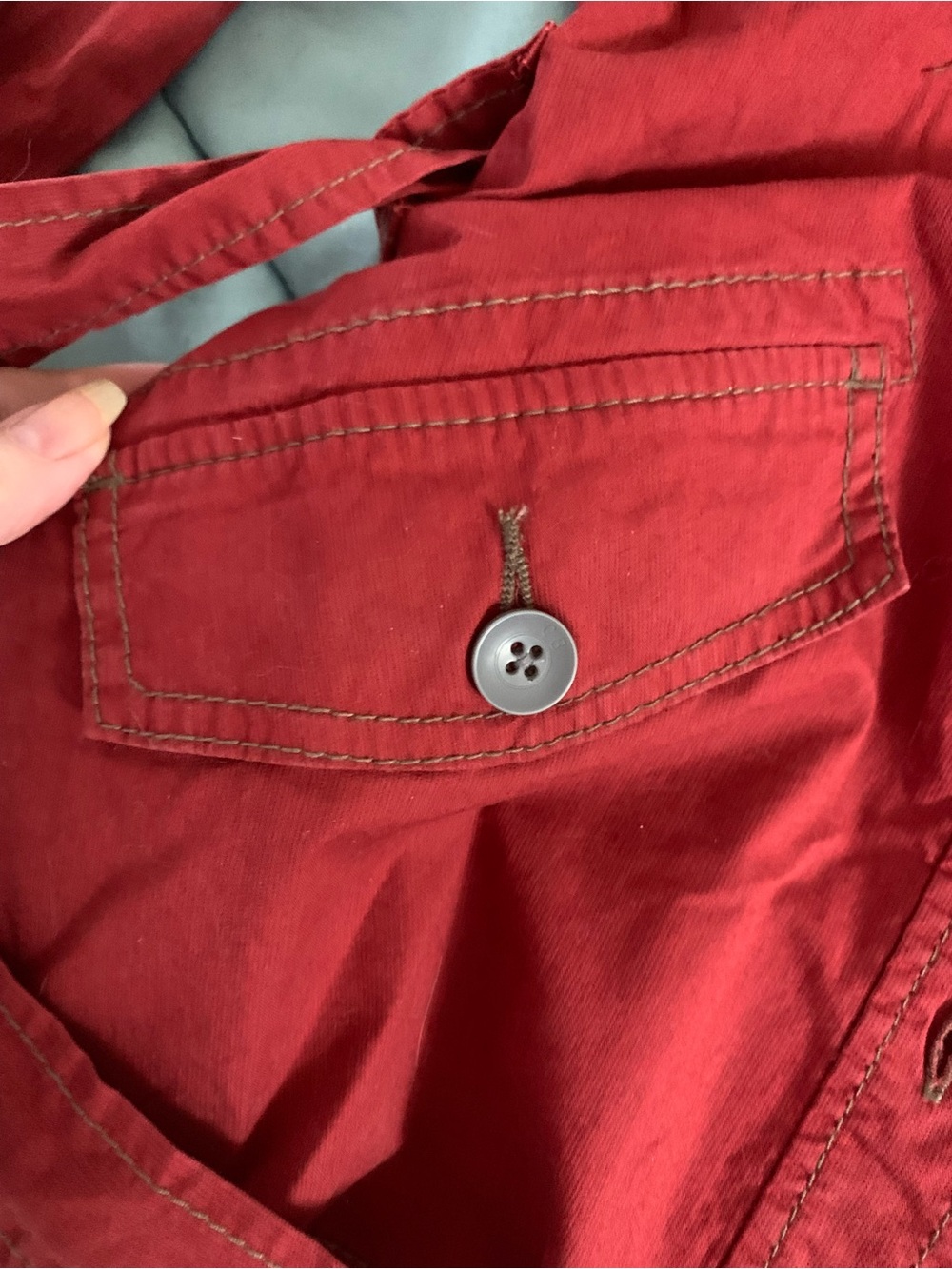 Christopher Blue Red Button-Front Utility Jacket - Picture 3 of 5